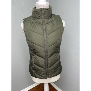 Aeropostale Women Sz XS Army Green Outdoor Full Zip Collared Puffer Vest New‎